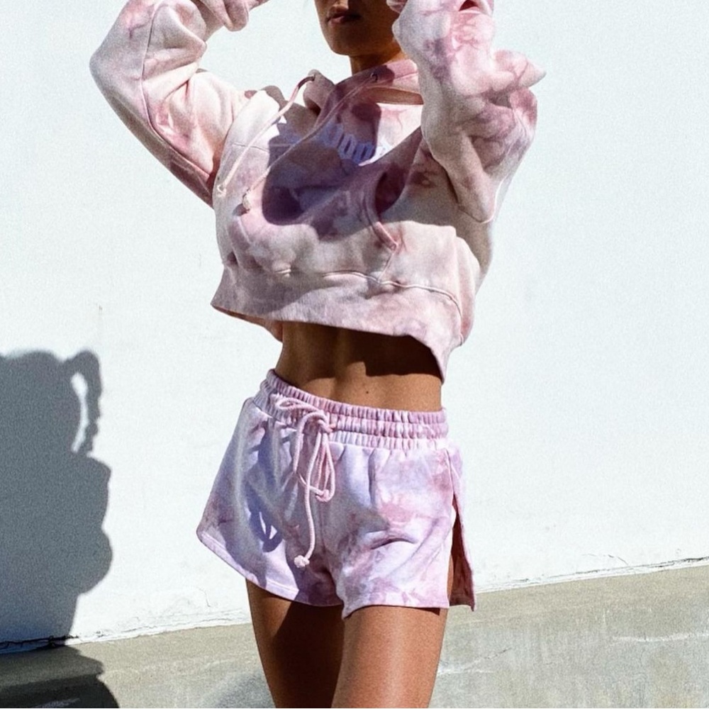 Badwood “Bad Bunny” pink tie dye shorts